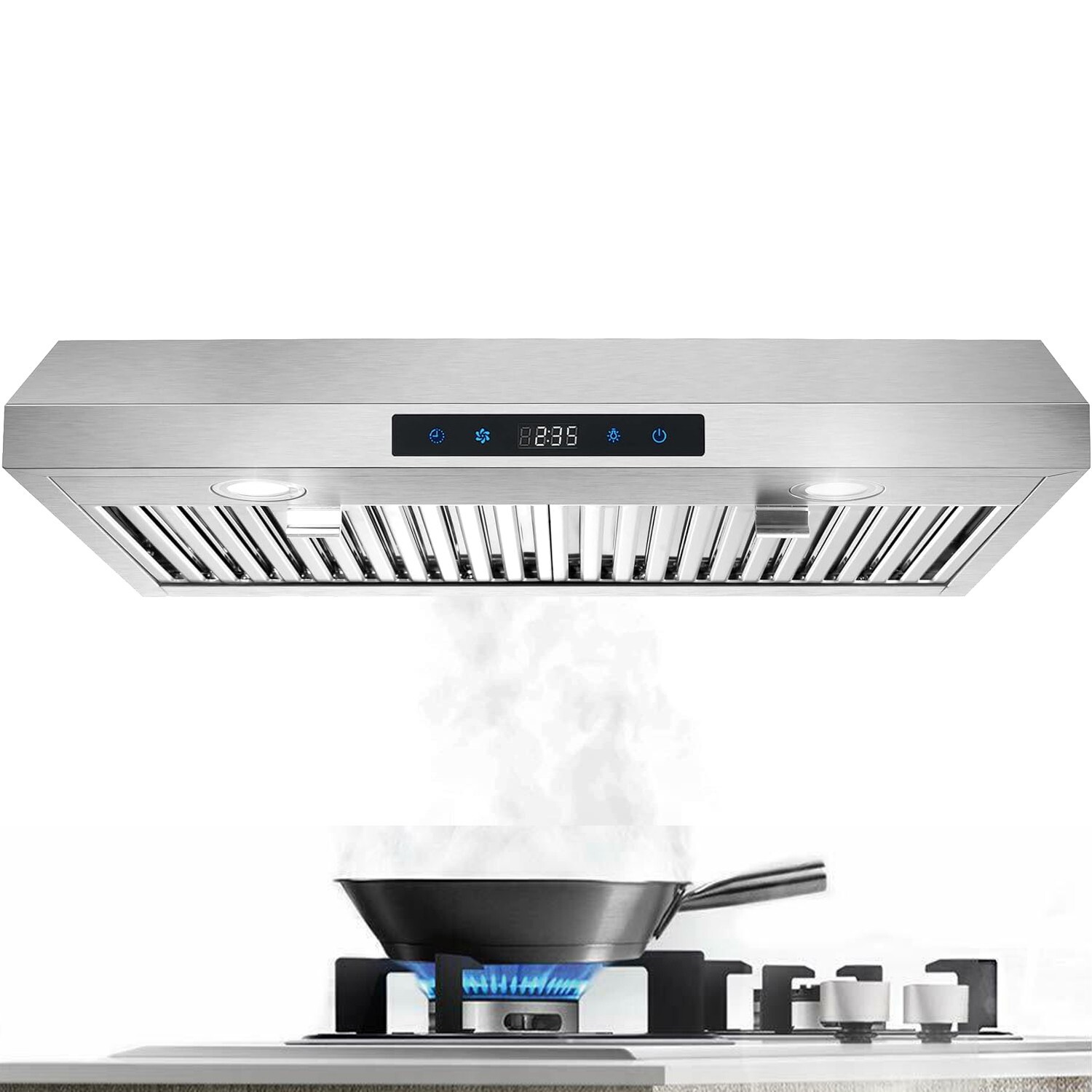 30 inch Under Cabinet Kitchen Range Hood 600CFM 3-Speed Remote Touch Control LED
