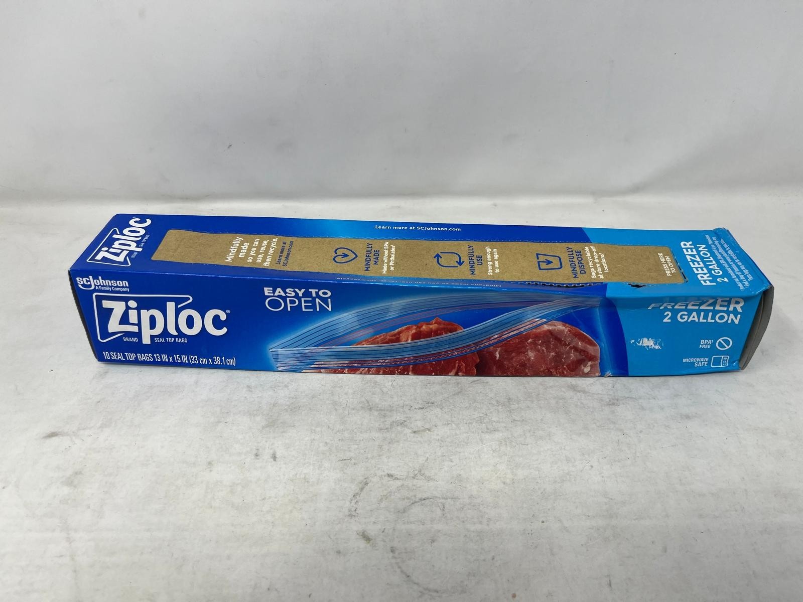 3 Pack - Ziploc 2 Gallon Freezer Bags, 10 Count (13" x 15") **Damaged Open Box**