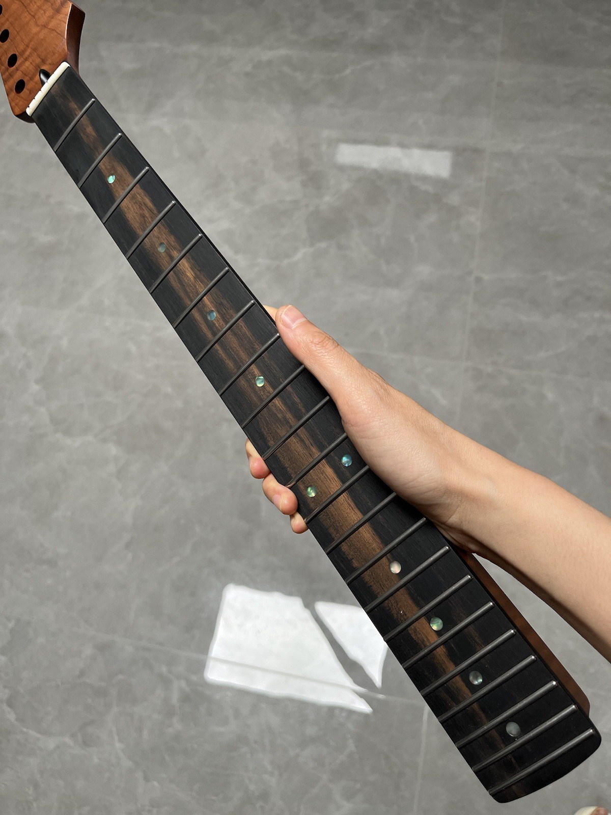 NEW Stainless Ebony 22fret Satin Roasted Flame Maple electric guitar neck 12in