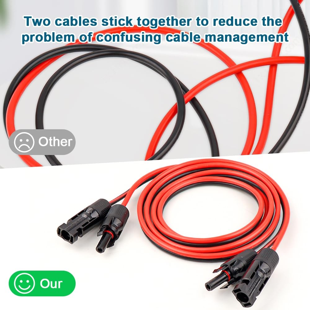 10 AWG Solar Extension Cable 10FT, Flexible Panel 10AWG NO-SLEEVE