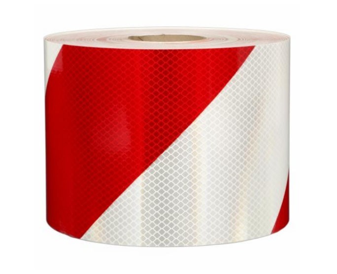 3M Flexible Prismatic Striped Barricade Sheeting 3326 Left Slant 8" x 50 yds NEW