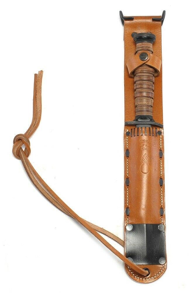 U.S. WWII M3 FIGHTING KNIFE & M6 LEATHER SCABBARD