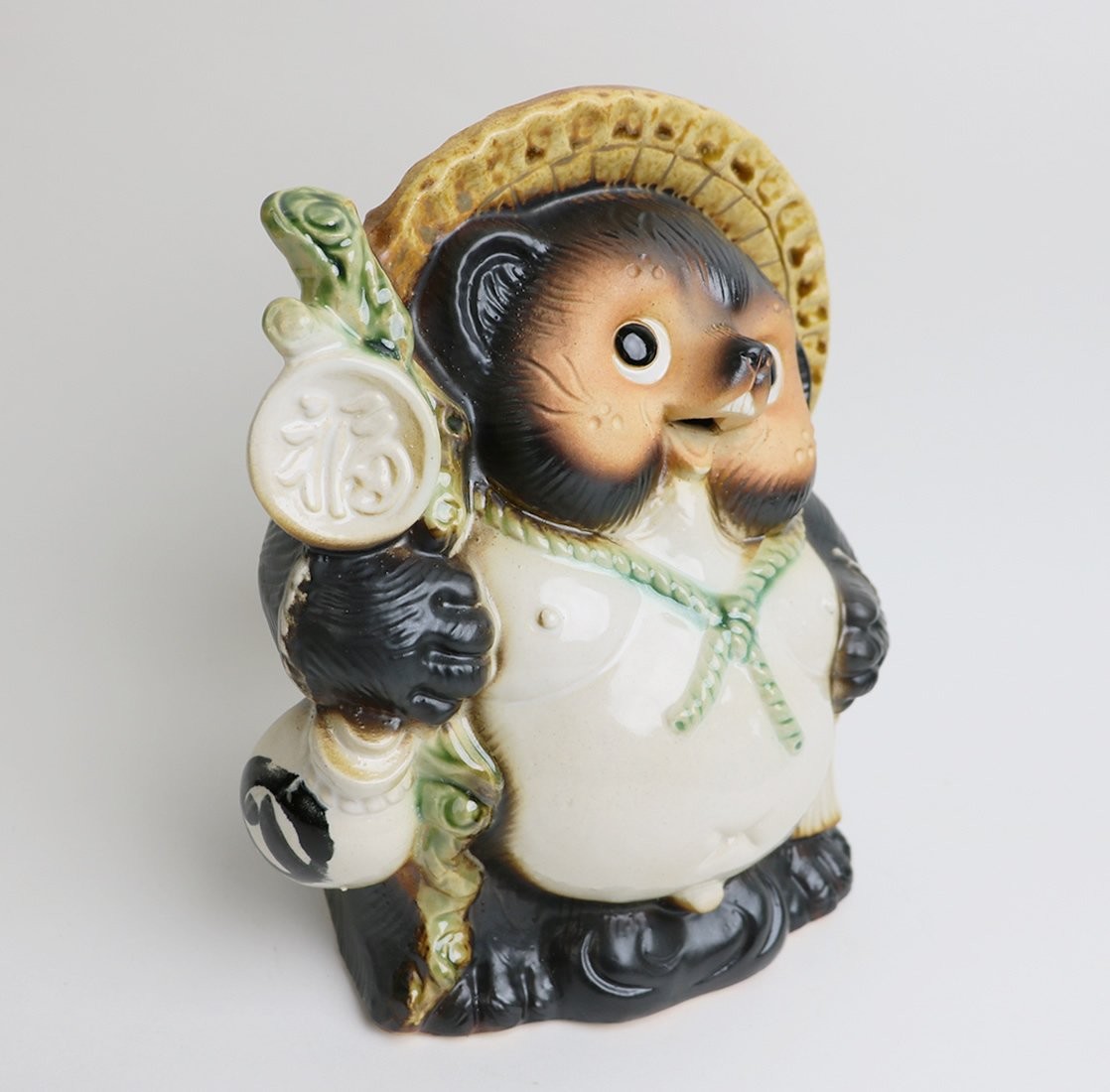 Shigaraki Ware Fukuwarai Tanuki No. 7 Ceramic Raccoon Figure