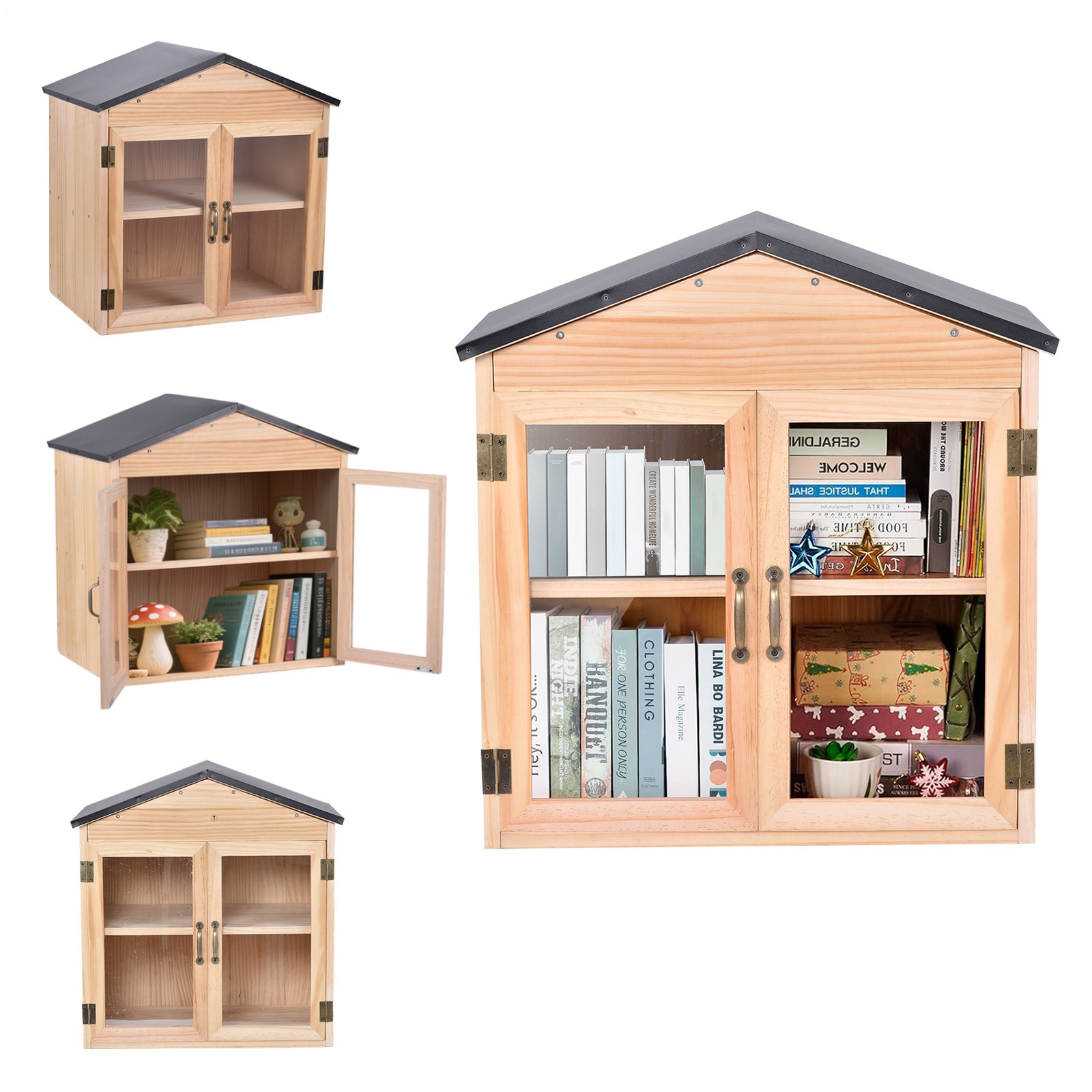 Little Library Box Outdoor Free Library Kit, DIY Little Free Library Double Door