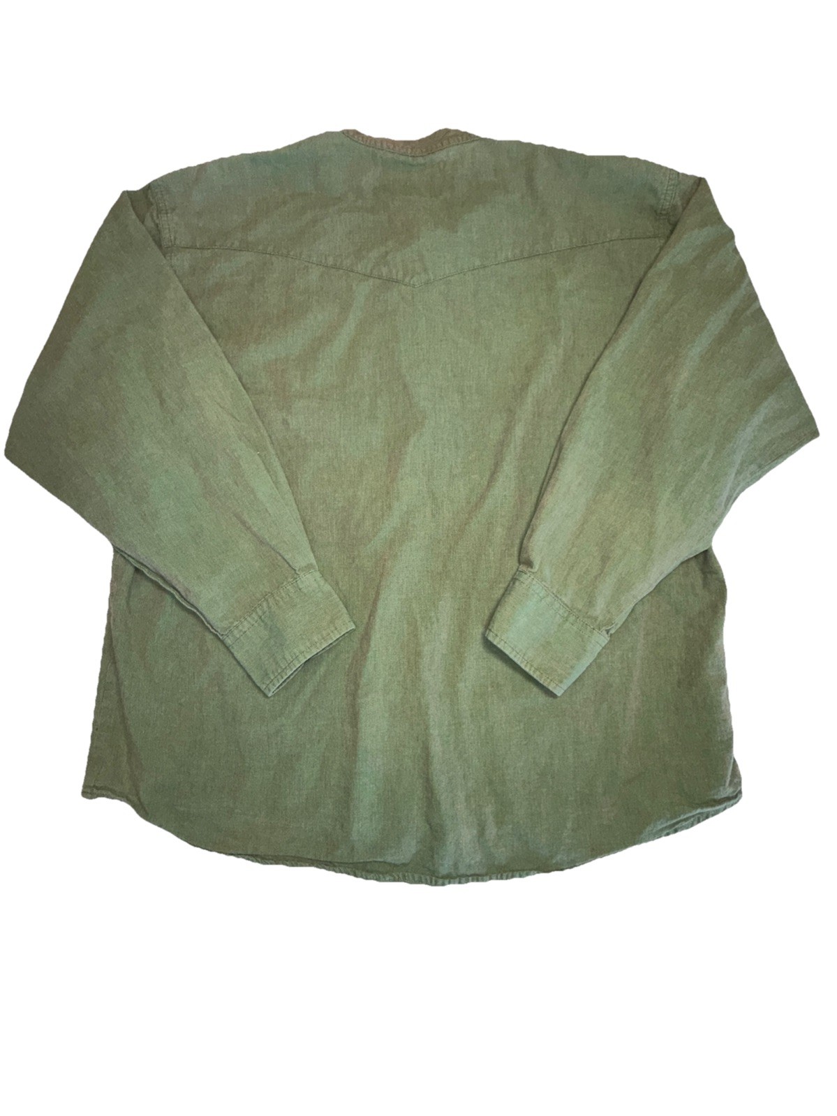 Vintage Wrangler men's X-Large green band collar button shirt