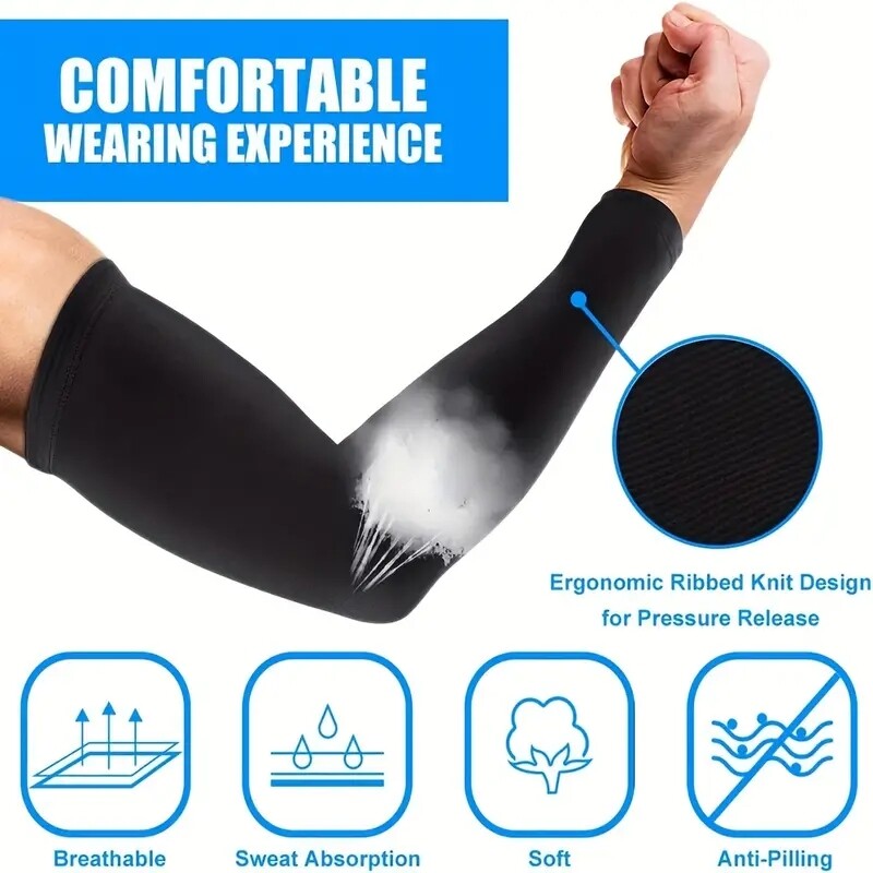 5 Pairs Cooling Arm Sleeves Cover UV Sun Protection Sports Outdoor For Men Women