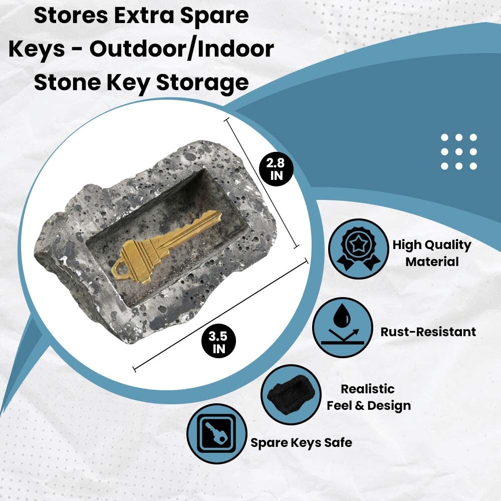 Hide-a-Key Realistic Looking Rock Safe Holder Outdoor Stone Look Spare Hider
