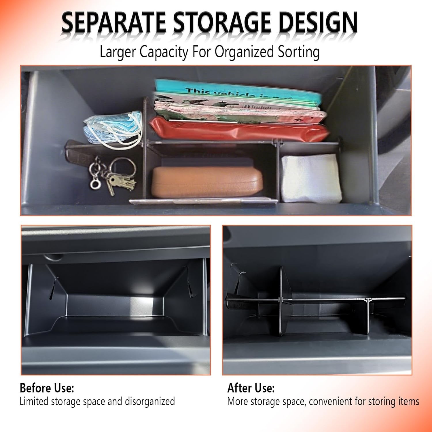 For 2021-2025 Bronco Sport Glove Box Insert Dividers Organizer Accessories