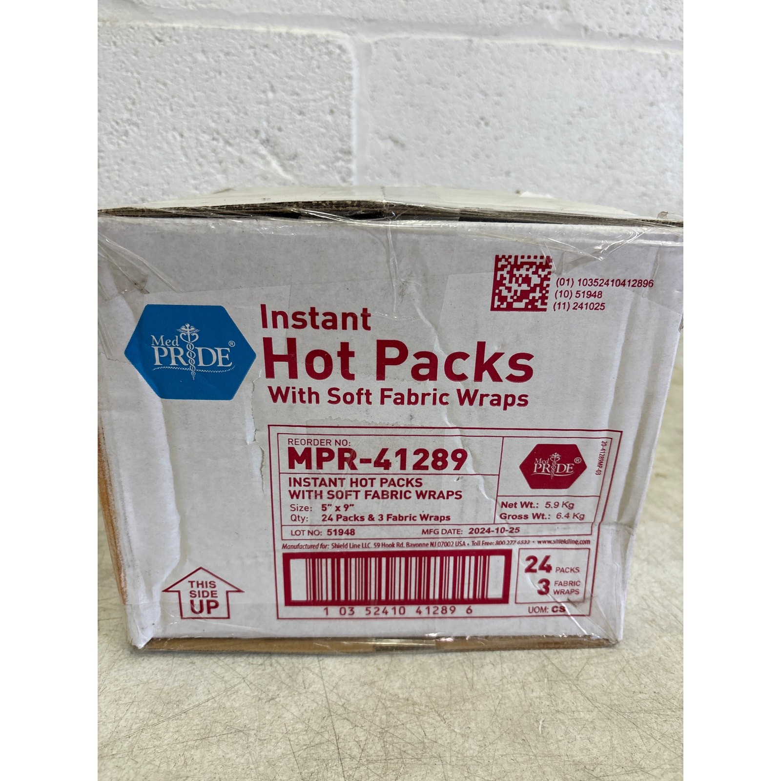 MED PRIDE Instant Hot Packs Disposable, Pain Relief 5"x9" 24-Pack 3 Fabric Wraps