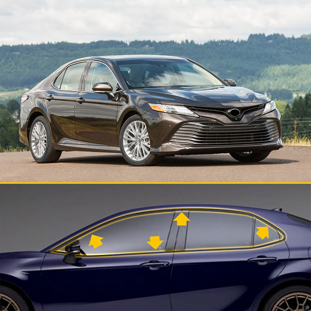 Chrome Delete Blackout Overlay for 2018-24 Toyota Camry Window Trim F