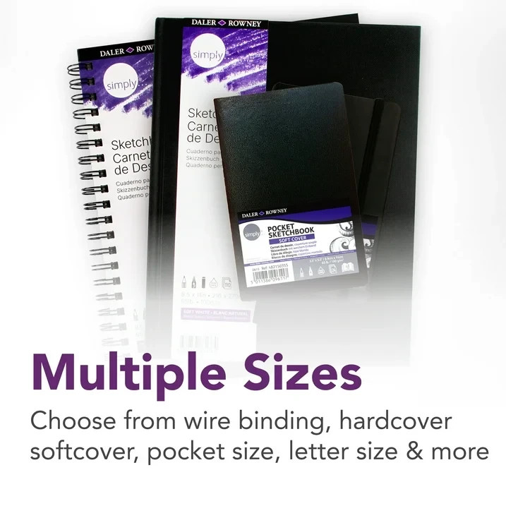 Daler-Rowney Simply Sketchbook - 4in x 6in Hardbound Sketchbook - 110-Page Black