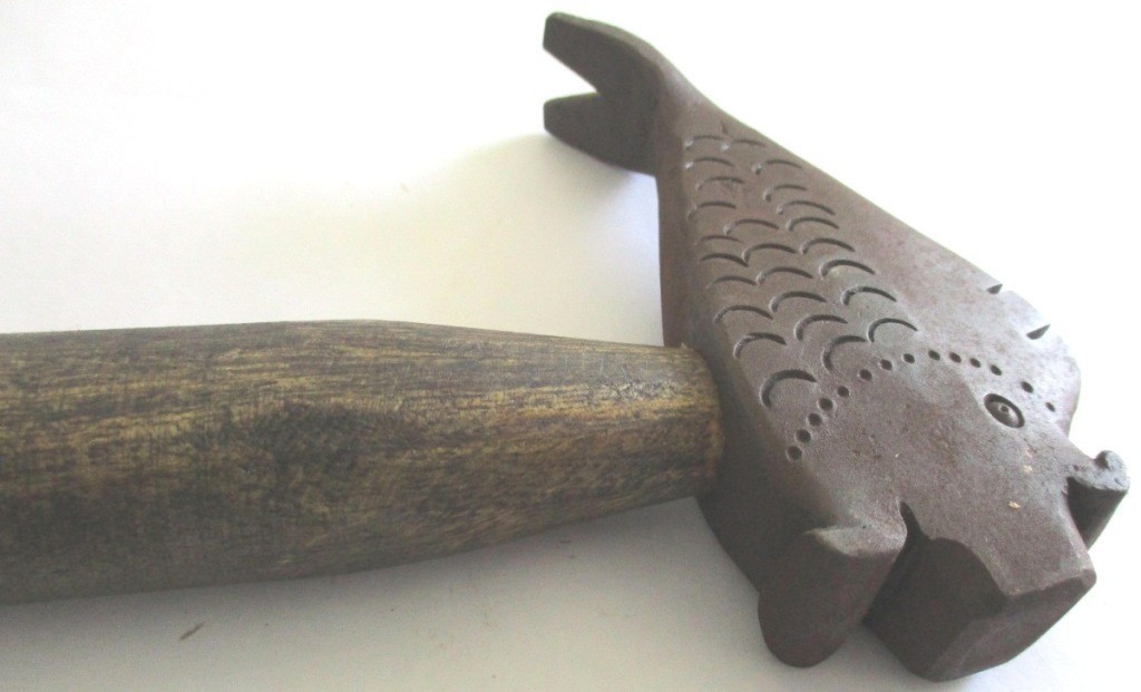 ANTIQUE OLD CLAW HAMMER TOOL FISH SHAPE UNUSUAL RARE