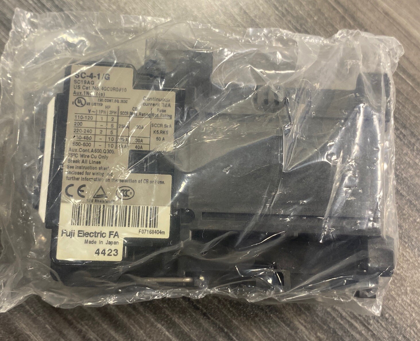 Fuji Electric SC19AG Type SC-4-1/G (19) Magnetic Contactor 24VDC Coil 32A -USA