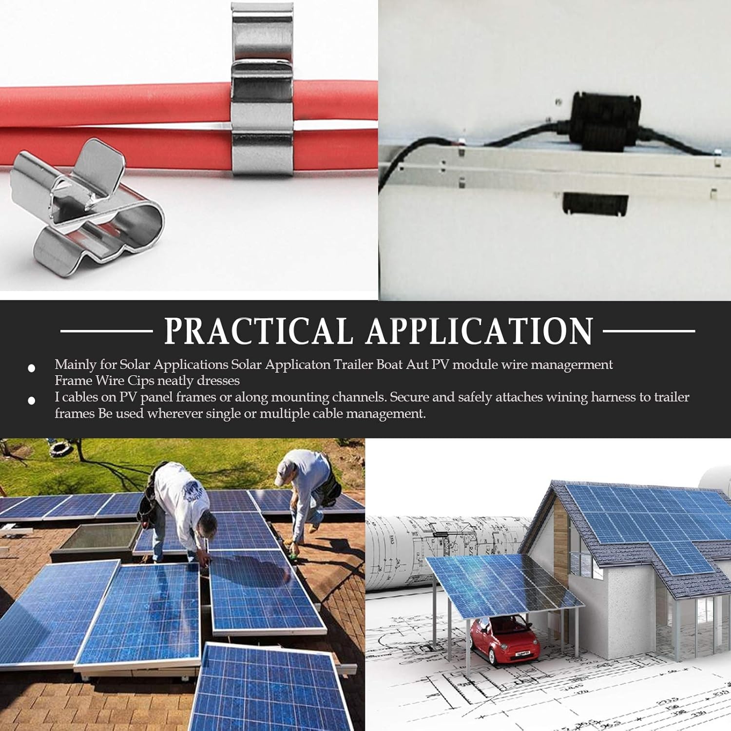 30pcs Solar Panel Cable Clips Trailer Wire Stainless Steel, 30 Pcs