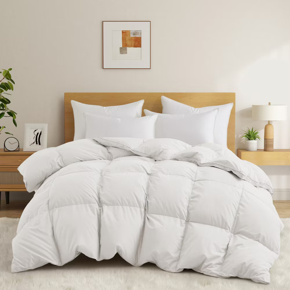 Peace Nest White Goose Down Feather Fiber Comforter Heavyweight Duvet