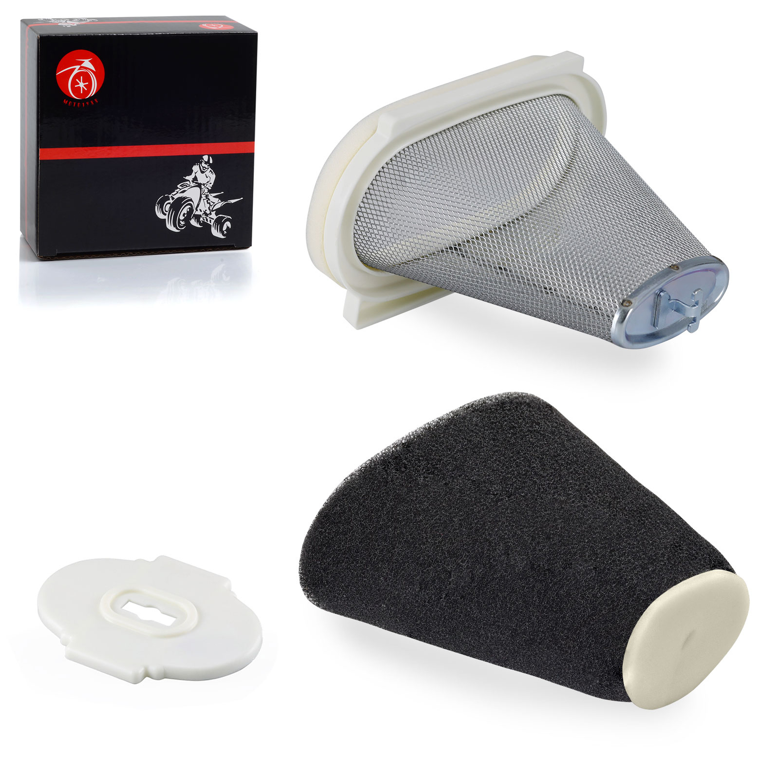 Air Filter & Cage Guide & End Cap For Yamaha Raptor 660R YFM660R 2001 2002- 2005