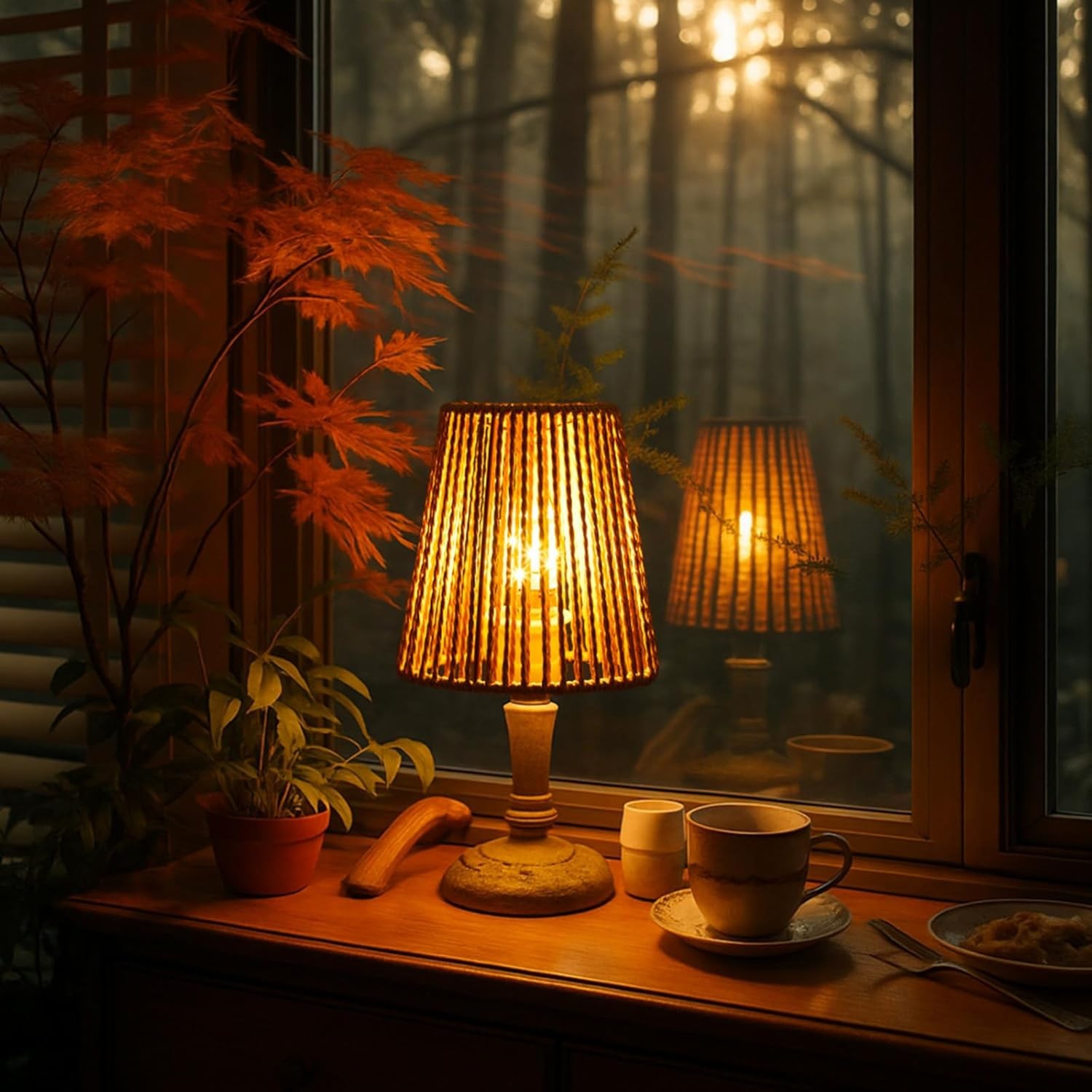 5.7 x 5.5in Chandelier Shades Set of 6, Small Rattan Lamp Shades Clip on Bulb