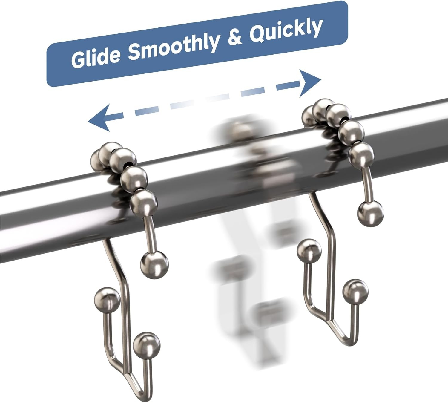 12-Piece Titanker Shower Curtain Hooks Rings, Rust Resistant Metal Double Glide*