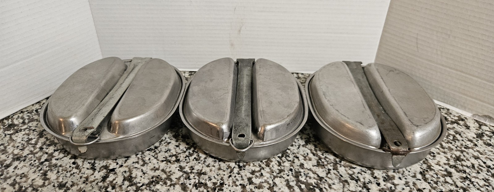 VTG 3 U.S. Army Mess Kits 2 1945 Great Vintage Condition.