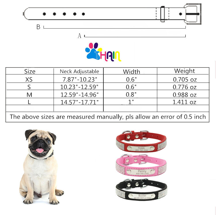 Rhinestones Personalized dog collar Bling engraved custom ID tag Name / Number