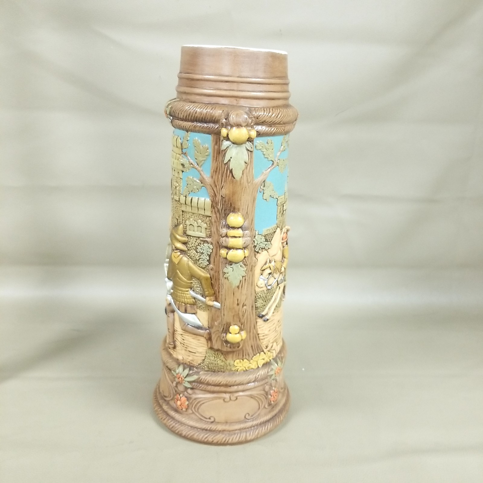 Hand Painted Ceramic Tall German Style Beer Stein Mug No Lid 24"