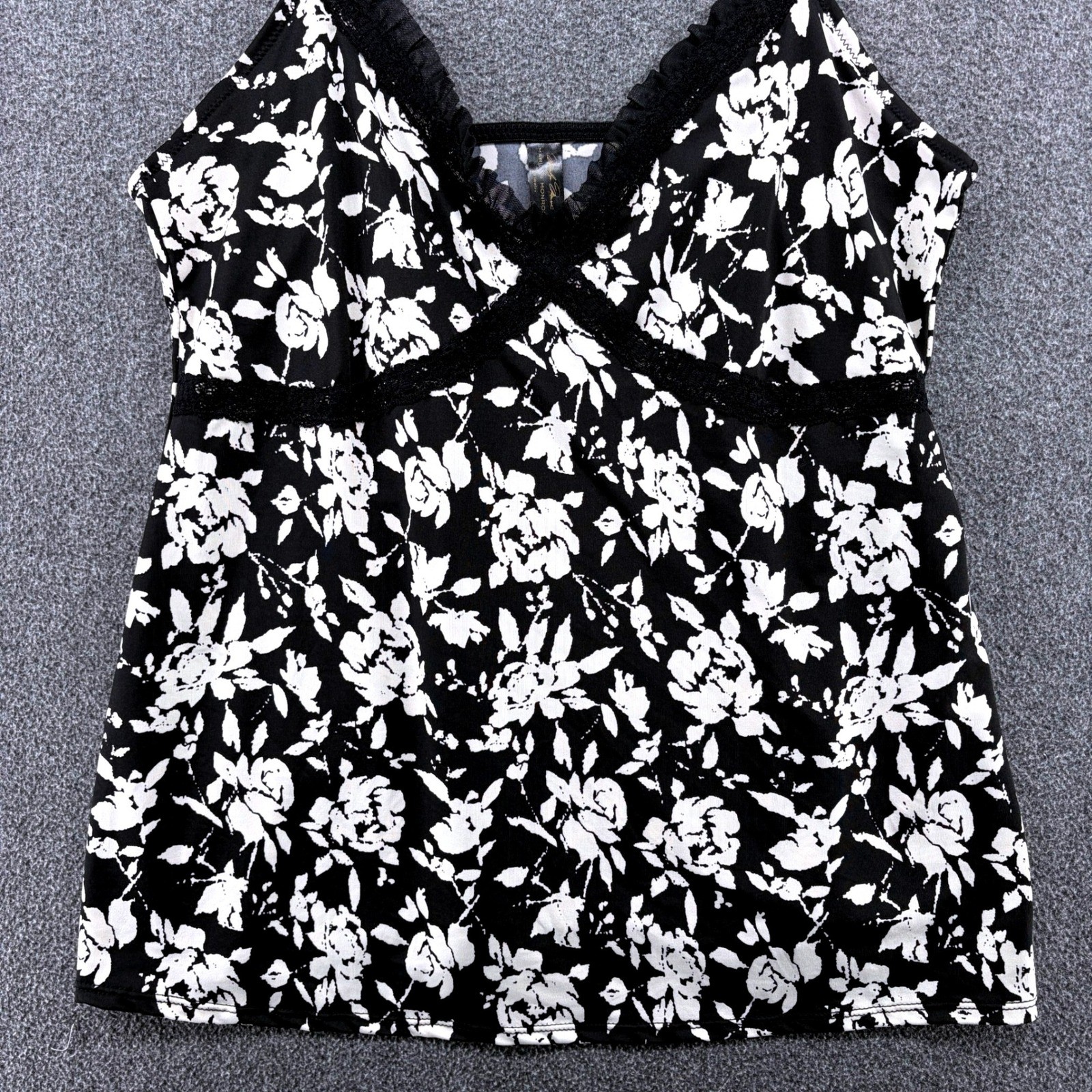 Marilyn Monroe Intimates XL Floral Lace Trim Cami Top Black