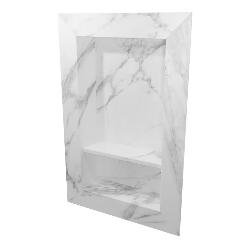 17 In. X 26 In. Recessed Shampoo Caddy in Calacatta White
