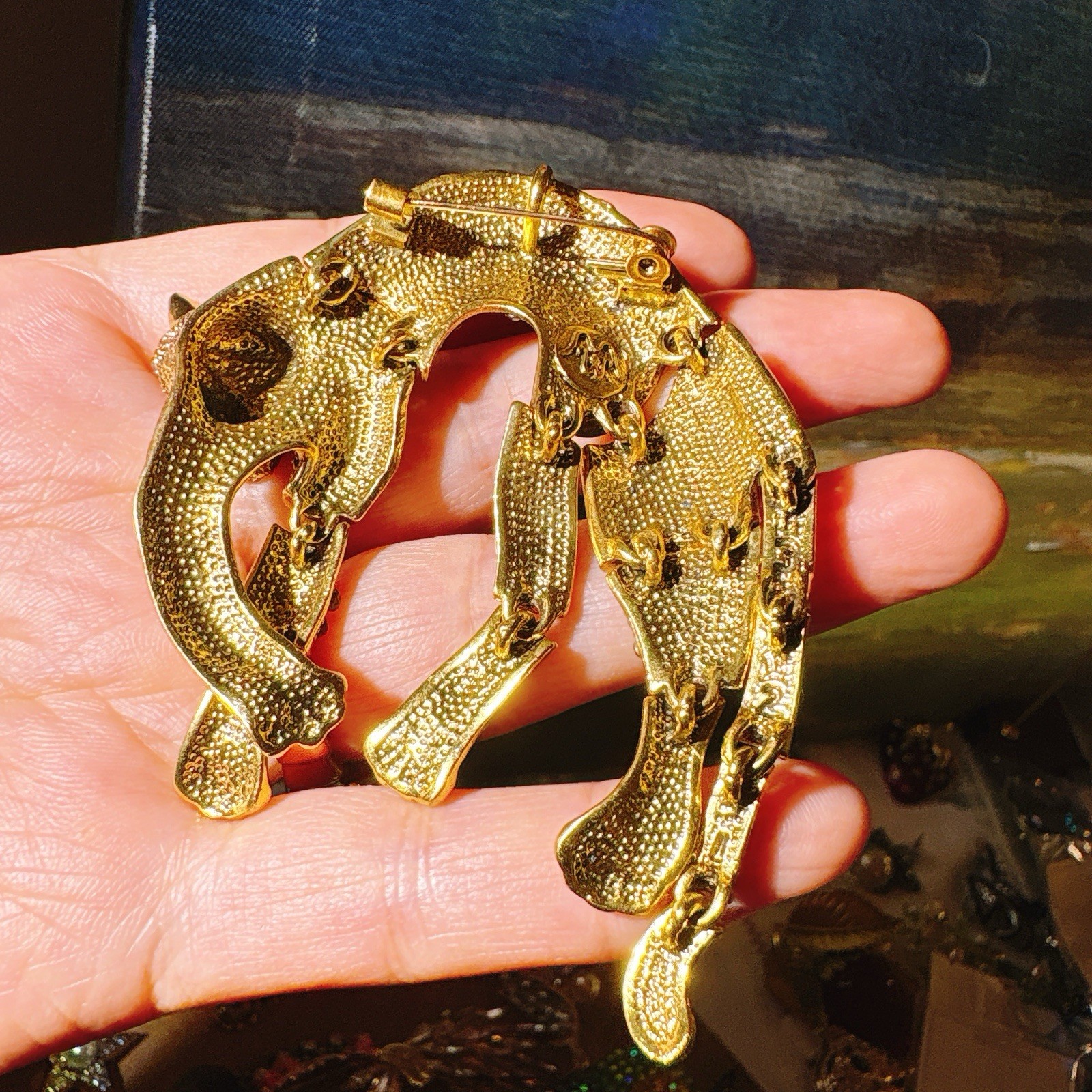 Vintage Hyperbole Rhinestones Large Tiger leopard Shoulder Decor Brooches Gift