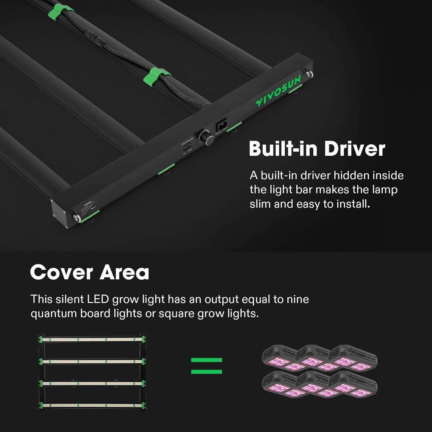 VIVOSUN VSFD4500 Removable LED Grow Light Bars Dimmable w/ UV/IR Commercial Grow