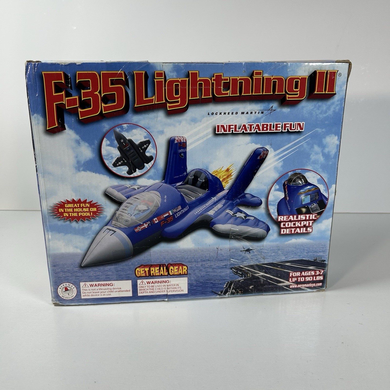 Inflatable Aeromax F-35 Lightning II Fighter Plane Pool Toy 5 Ft Sealed In Box