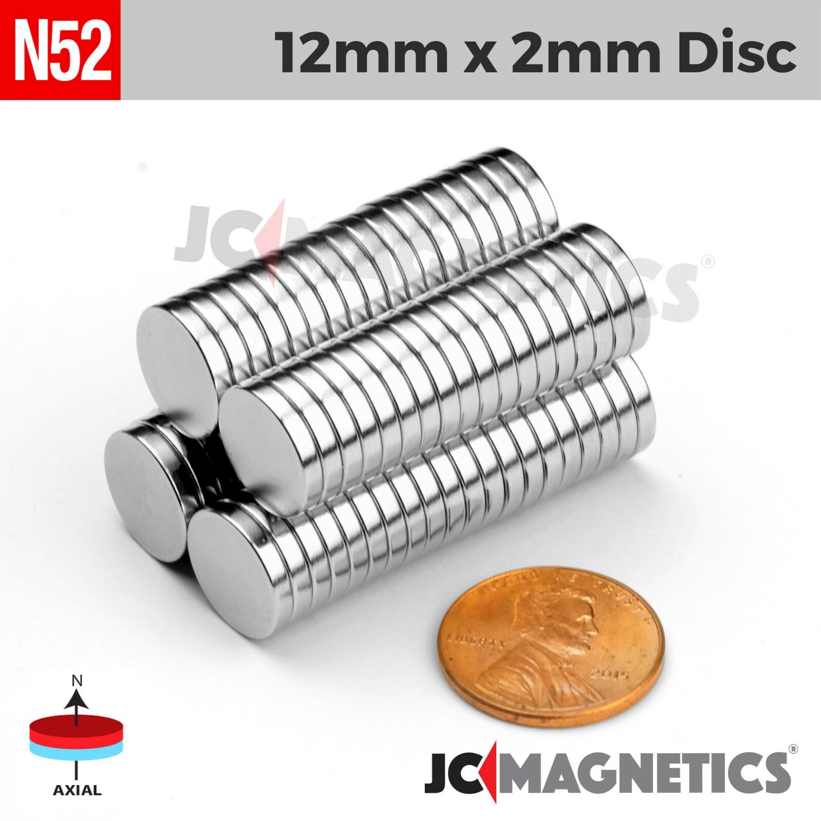 12mm x 2mm N52 Super Strong Rare Earth Neodymium Magnet Round Disc 12x2mm