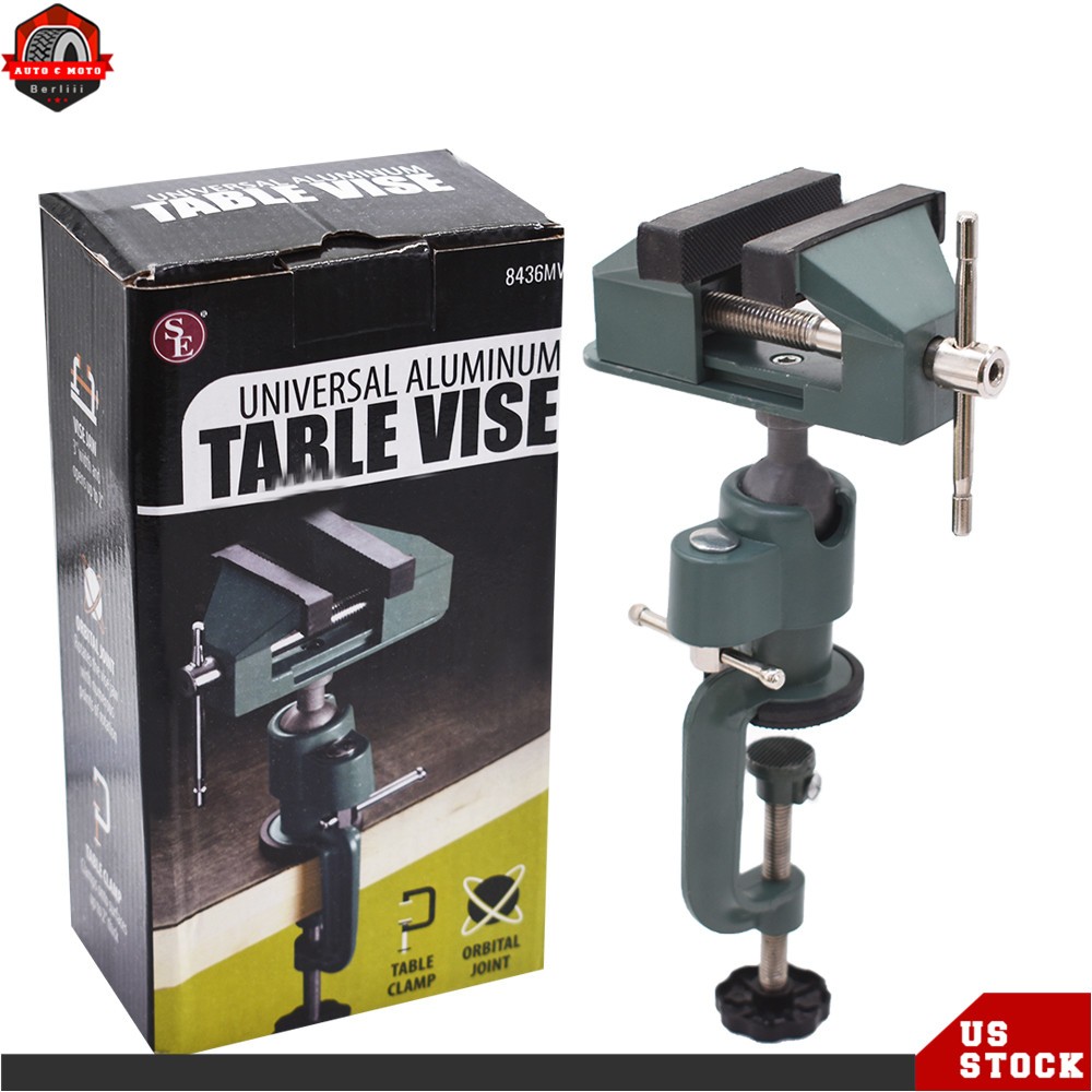 3Inch Universal Table Vise Aluminum Swivel 360° Rotating for Holding Small Parts
