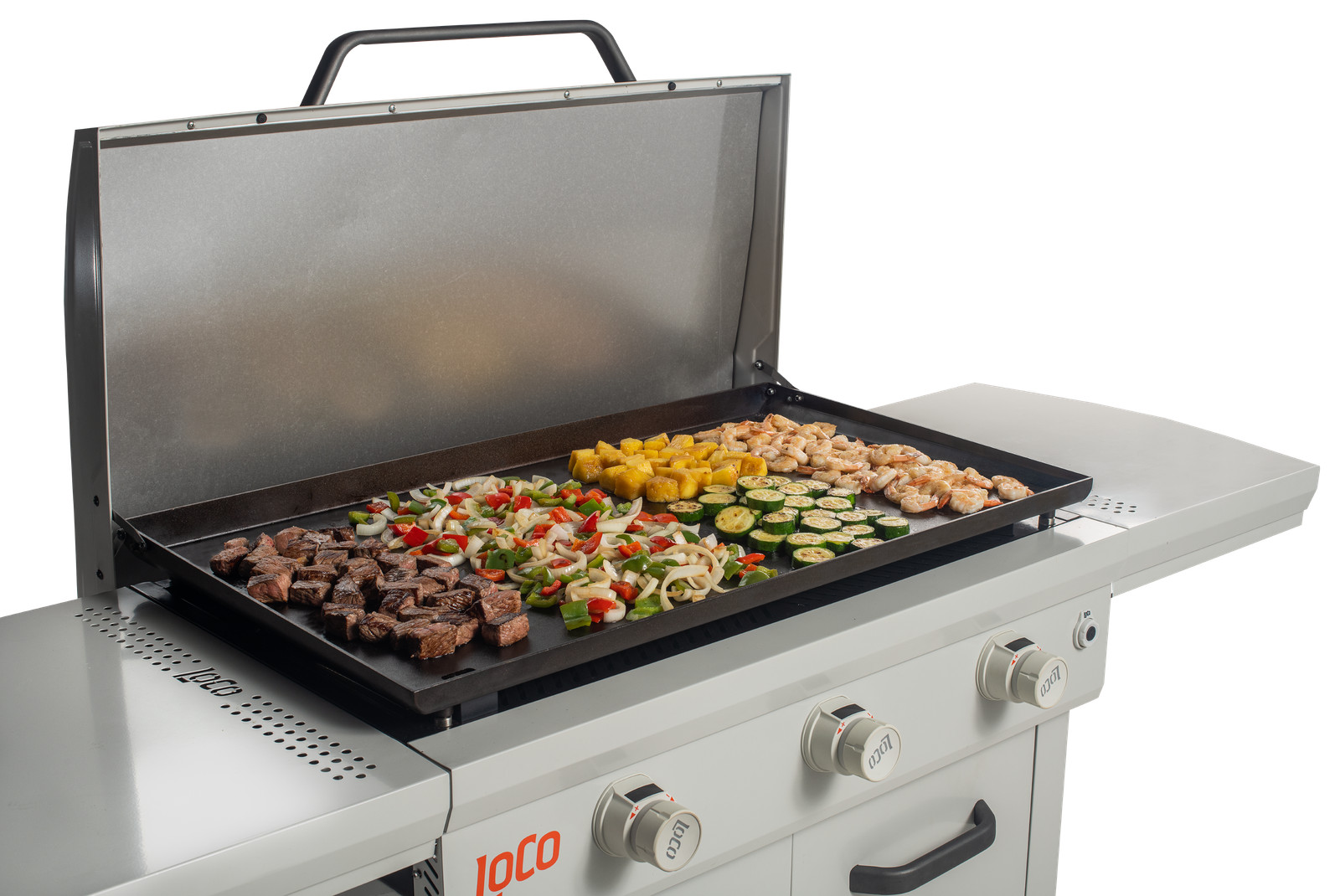 LOCO LCG3ST3C36 36 in. Cooking Space, Close Cart 3-Burner Propane Grill/Griddle