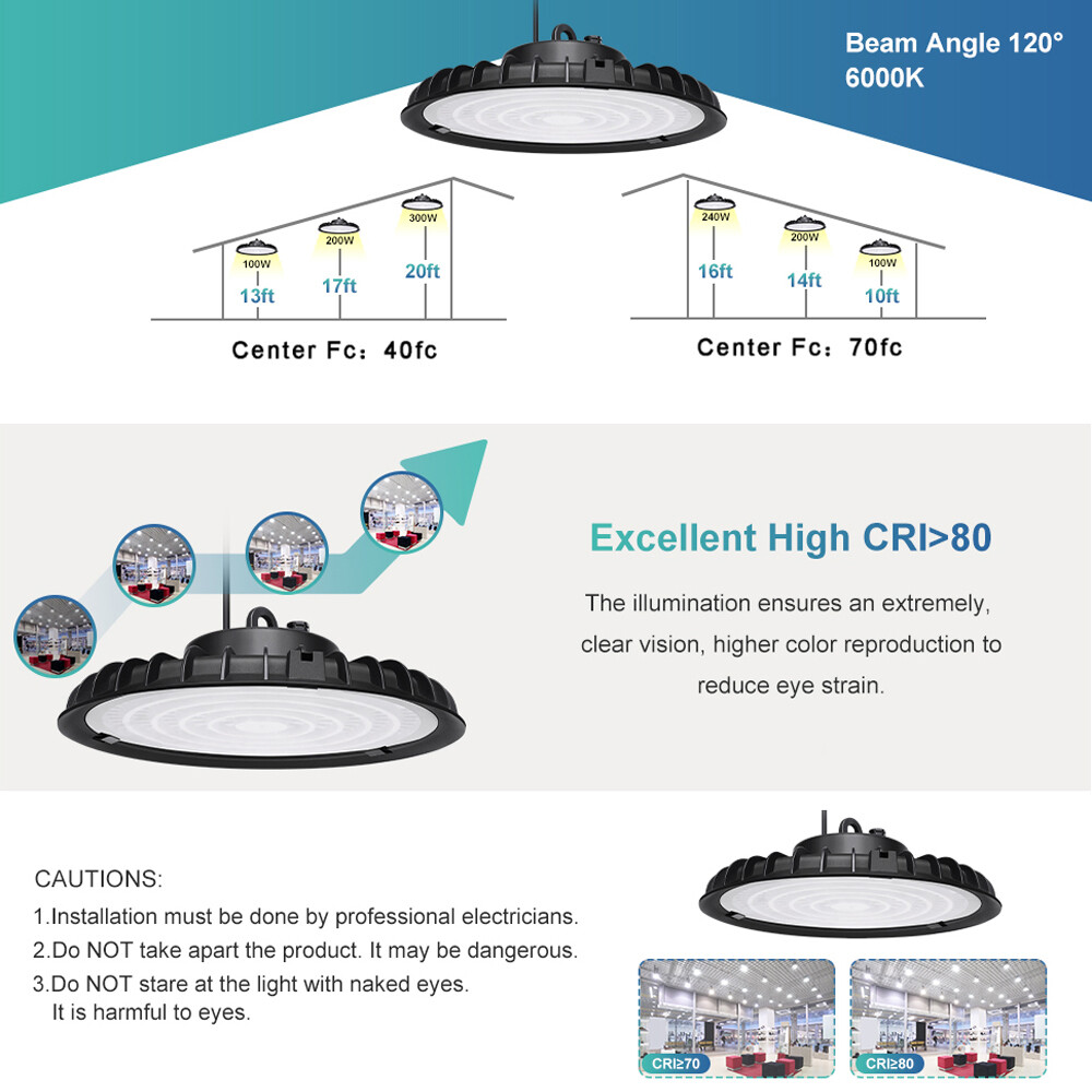 UFO LED High Bay Light 100W-300W Commercial Warehouse Factory Lighting Fixture