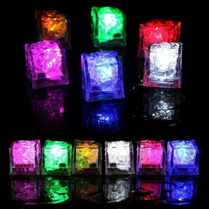 24 Light Up Ice Cube for Drinks Liquid Sensor LED Color Changing for Drinks Pond