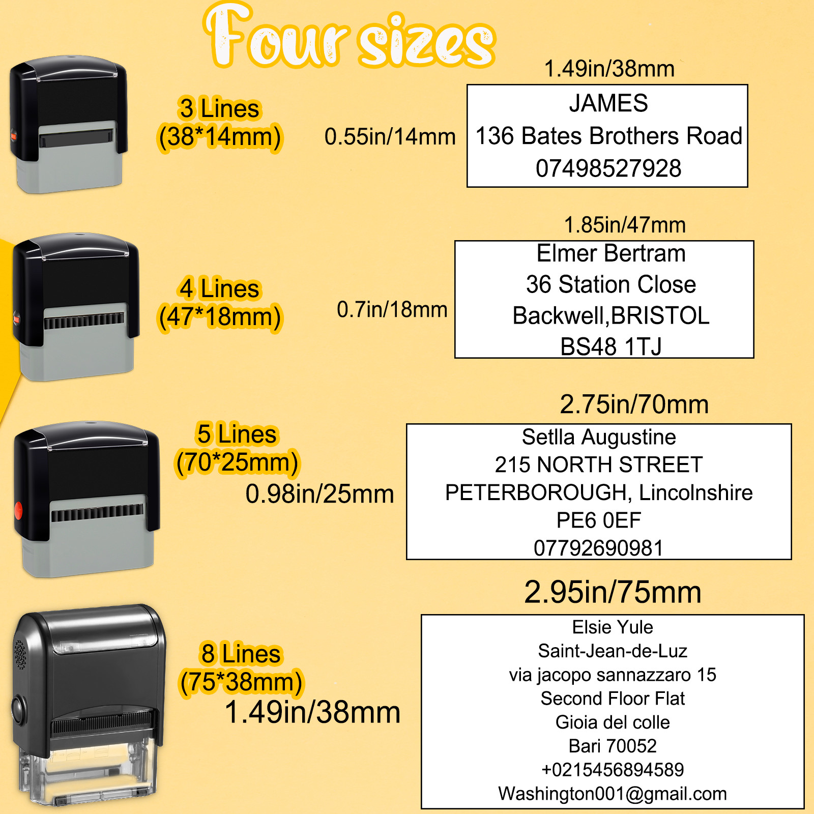 Custom Self-Inking Rubber Stamps Personalized Return Address Up to 3-8 Lines
