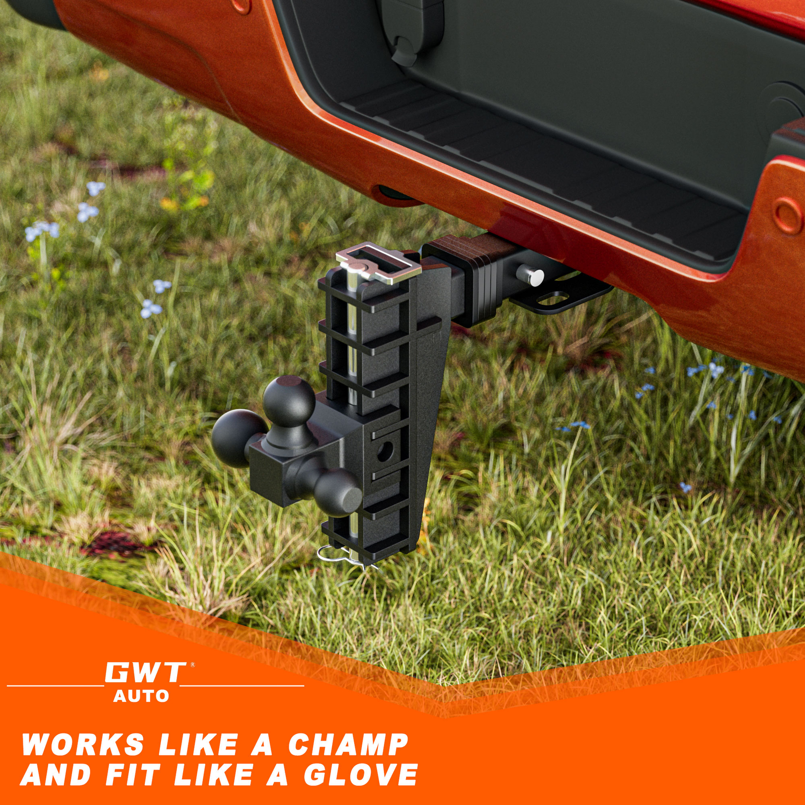 2'' Receiver Adjustable Trailer Hitch 8'' Drop Tow Hitch Tri-Ball Truck Hitch