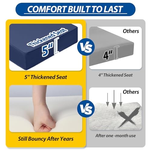 Outdoor Deep Seat Cushions with Double Welted 24"x24"x5"/24"x19" Navy Blue