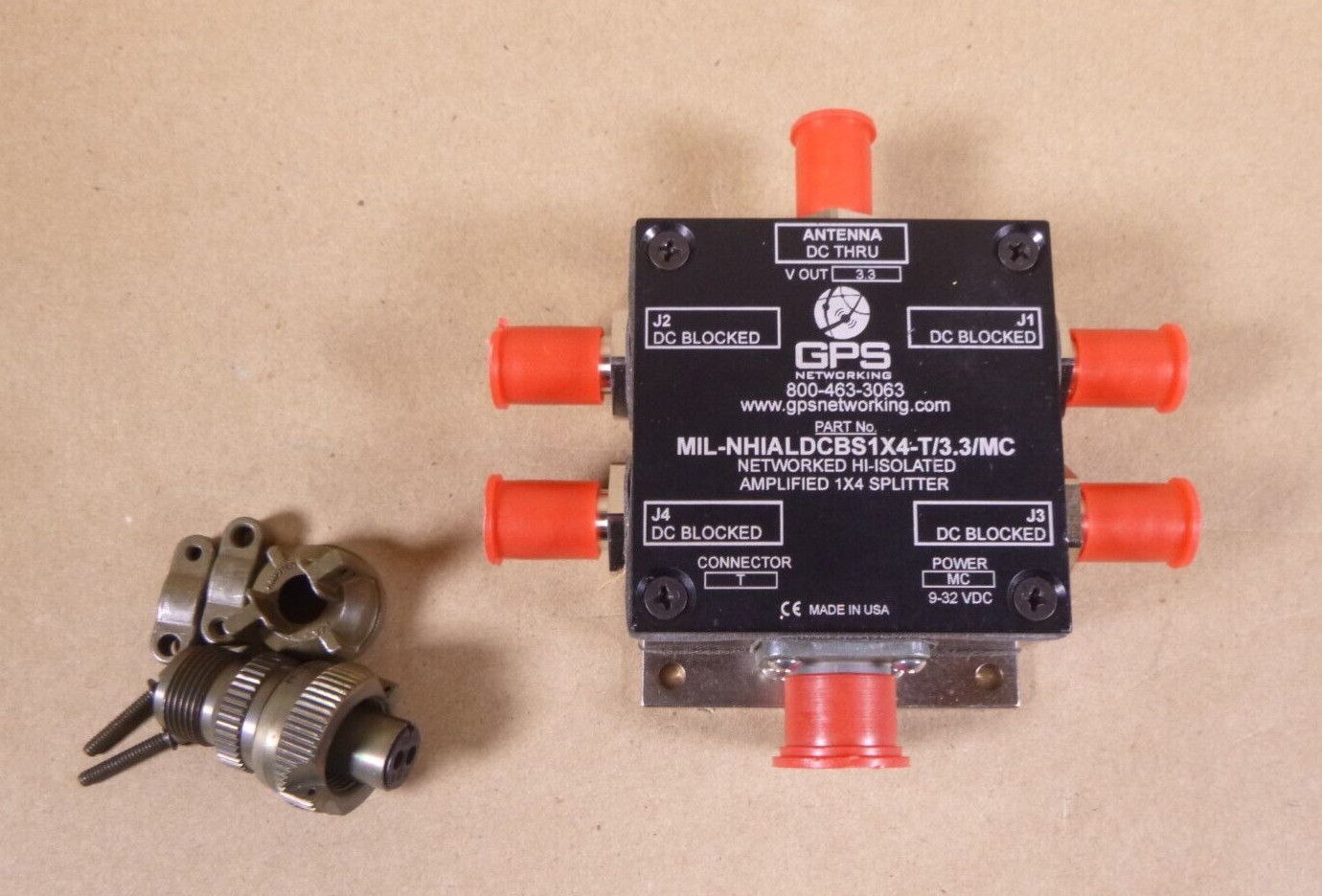 GPS Networking Active Antenna Splitter 1x4, MIL-NHIALDCBS1X4, Military Connector