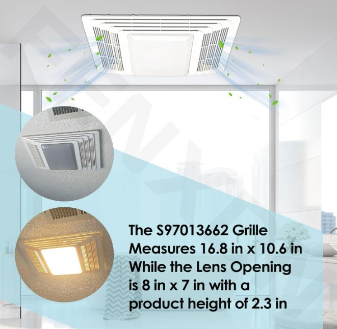S97013662 Bathroom Vent Fan Grille and Lens Cover Assembly For Broan 655, 659