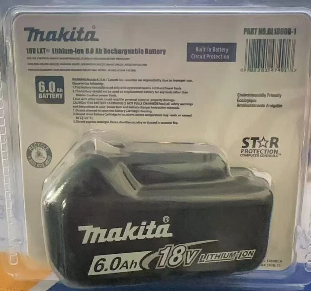 2 x Makita BL1860B-2 18V LXT Lithium-Ion 6.0 Ah Battery - New - USA SHIP