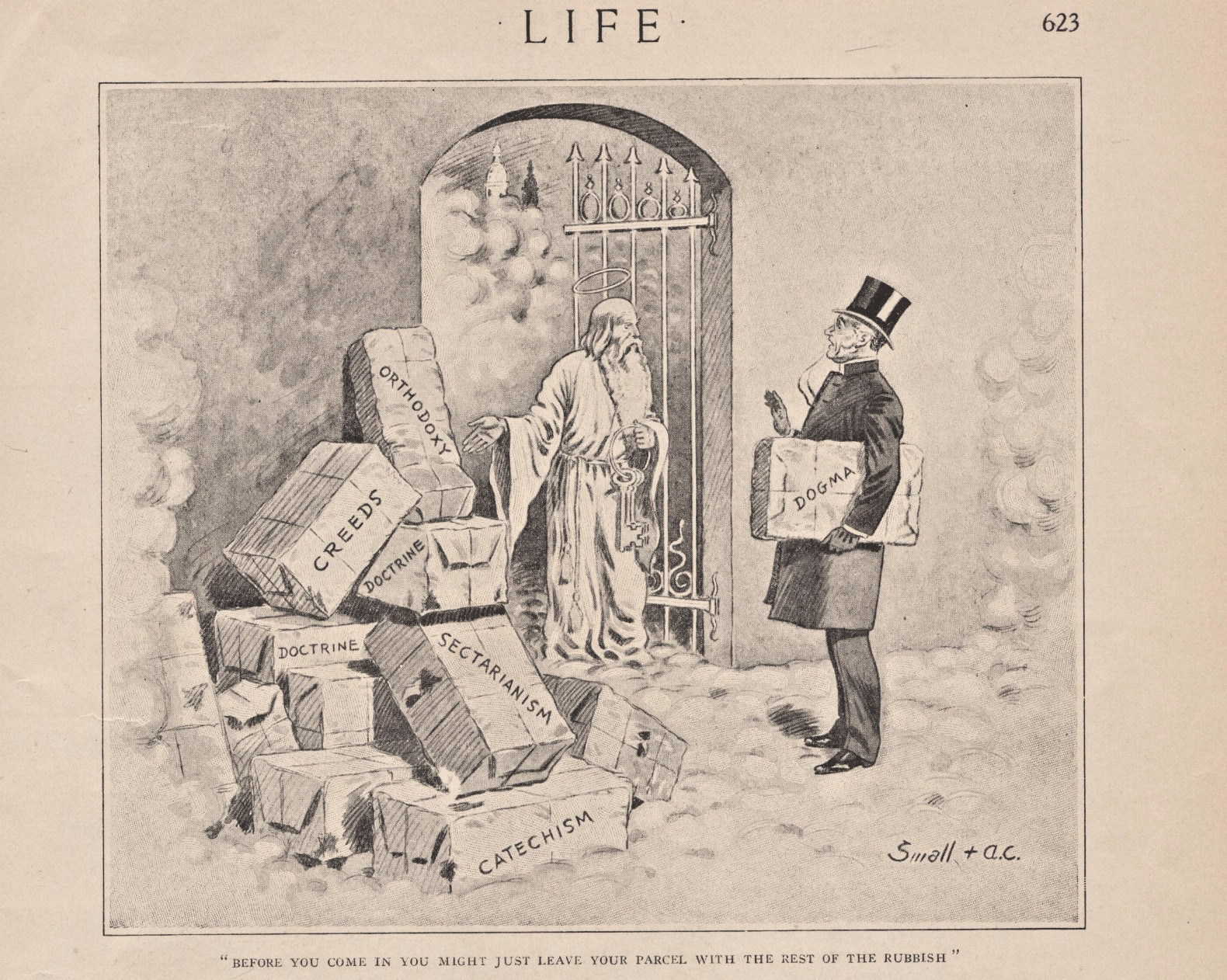 Leave Your Garbage Outside Heaven's Gate Artist Small 1914 Cartoon