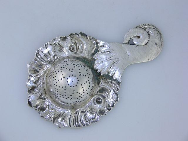 Incredible 800 Silver Tea Strainer KARL KURZ Hanau Germany Dolphin Fish Mouth