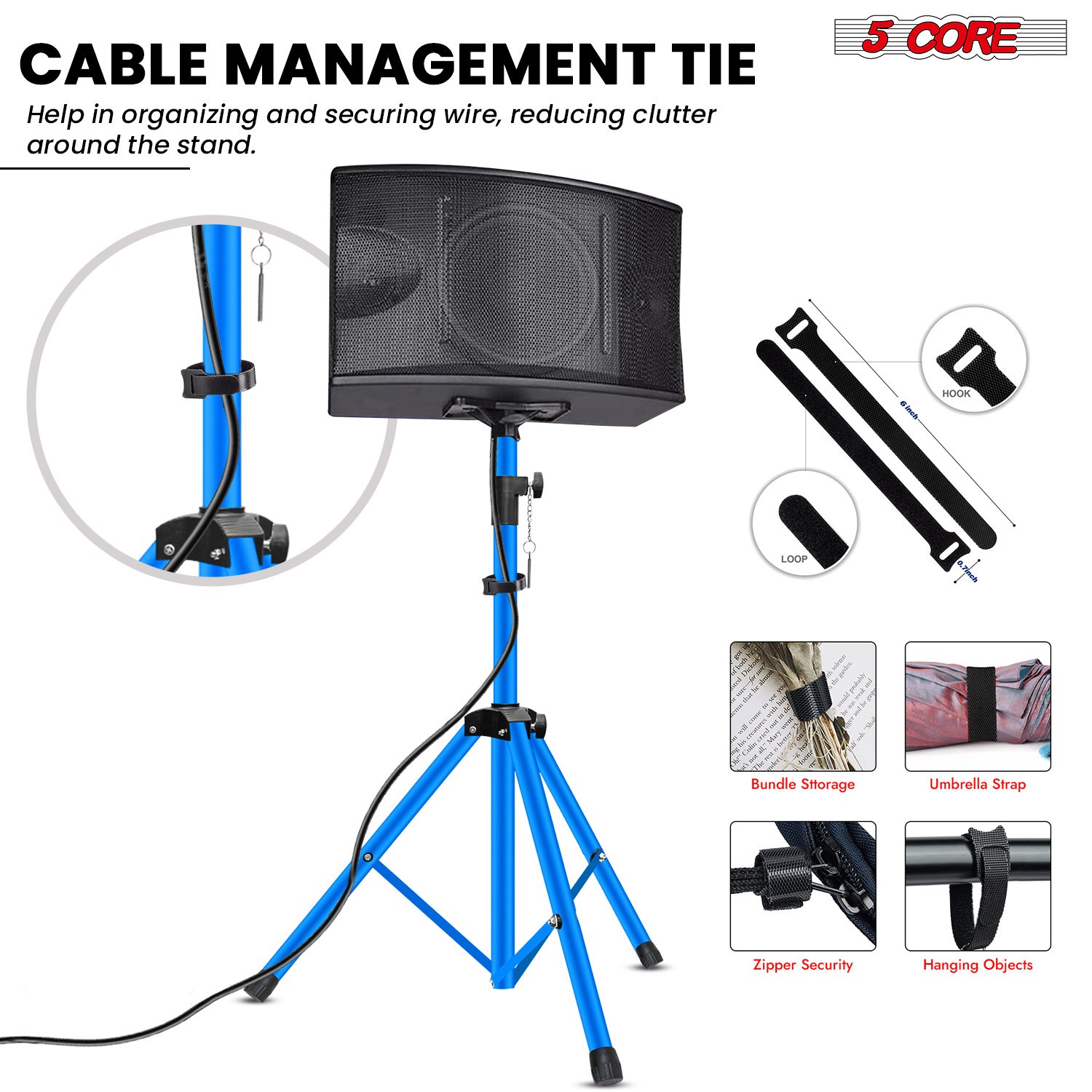 5Core Speaker Stand Pair Adjustable 31 - 36" PA DJ Tripod Heavy Duty w35mm Mount