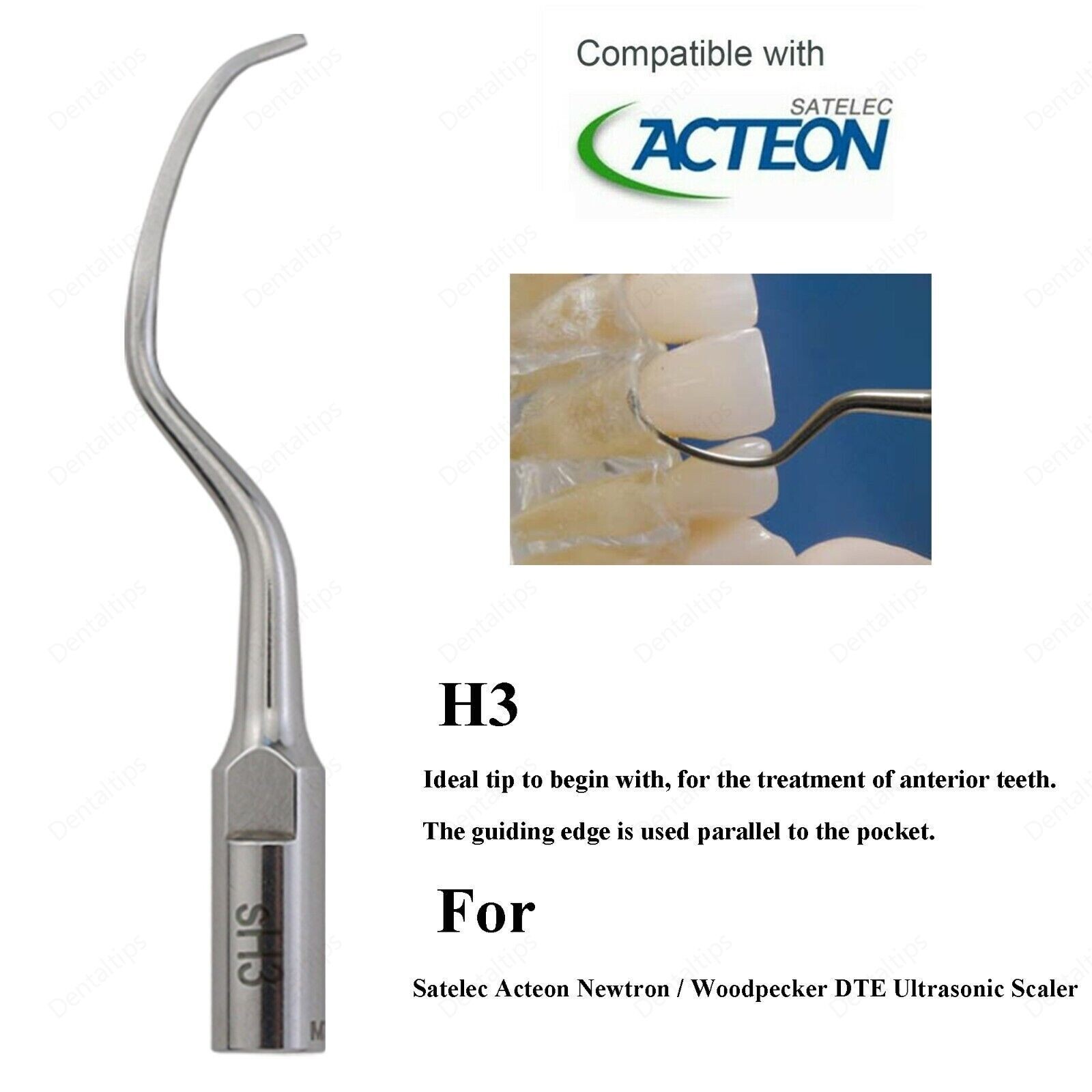 Dental Ultrasonic Piezo Scaler Periodontal Tip H3 Fit Satelec Acteon DTE, 5pcs