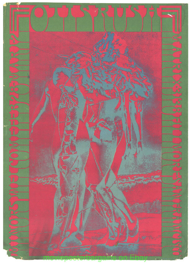 OTIS RUSH POSTER FILLMORE 1967 ORIG! CHICAGO BLUESMAN 14x20 Inch ON LINEN