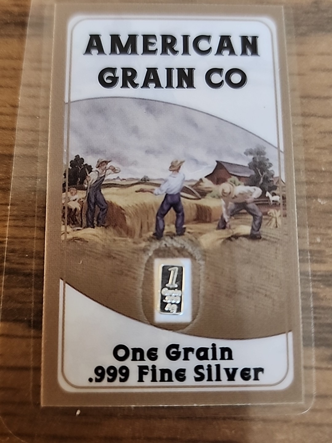 Emergency Barter 1 Grain .999 Fractional Silver Bar Card American Grain Co.