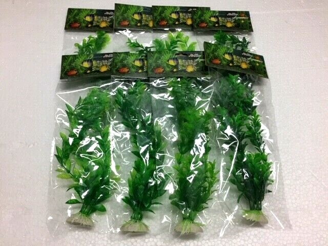 MIXED GREEN PLASTIC PLANT LOT (4X-8X) LARGE 10"-11" AQUARIUM. SUPER FAST SHIP!