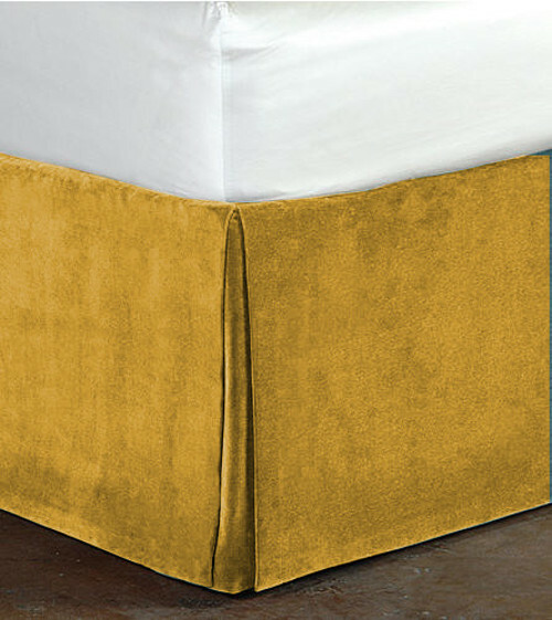 Cotton Velvet Bed Skirt-Bed Valance-No Pins Required-Box Pleated-Durable & Stiff