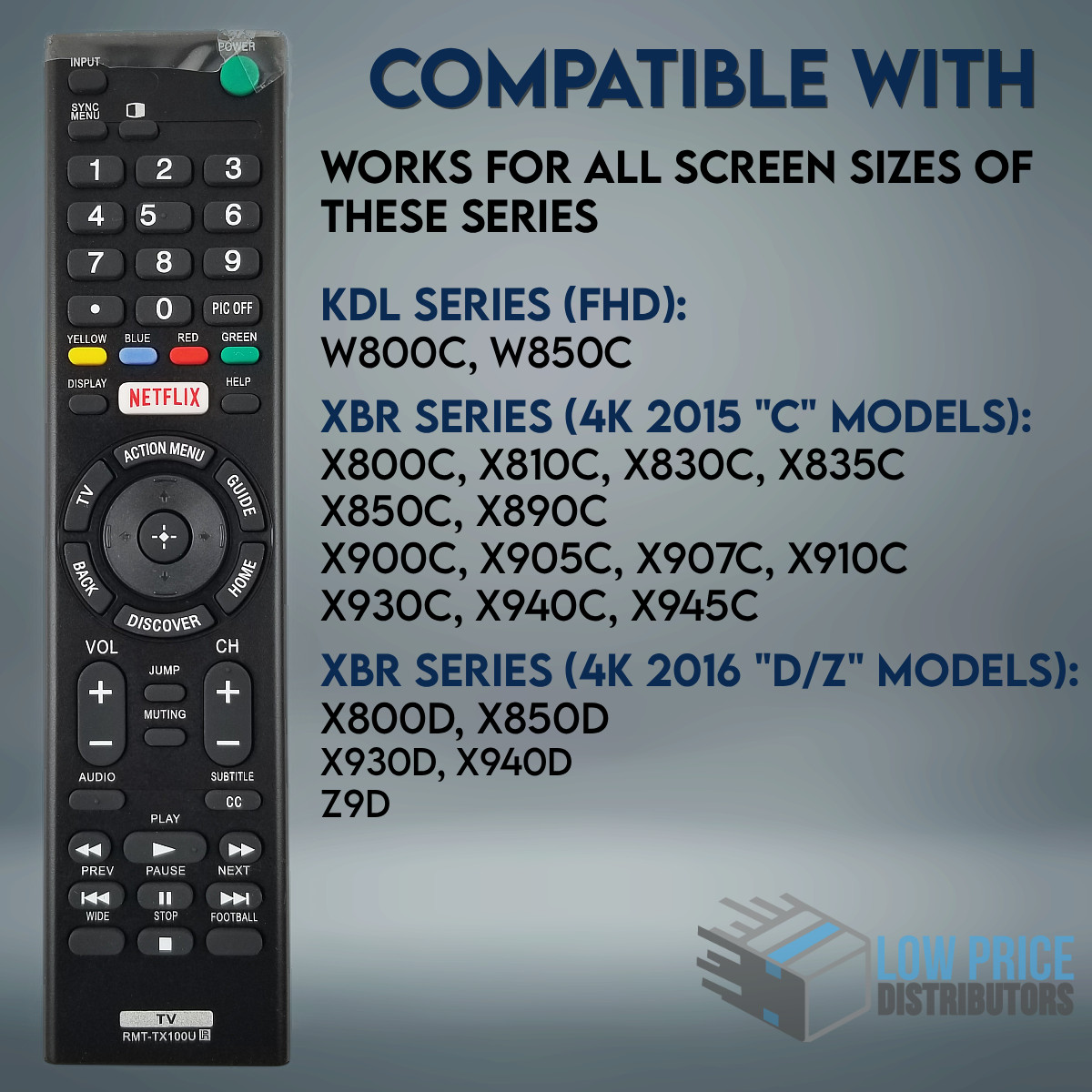 Sony RMT-TX100U TV Remote Control Replacement Work for ALL Sony Smart TVs